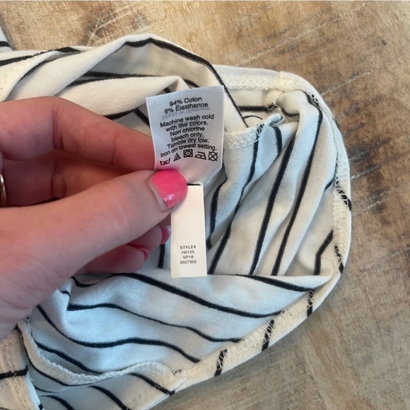 J. Crew Black and White Striped Off the Shoulder Ruffled Bodysuit - Picture 9 of 10